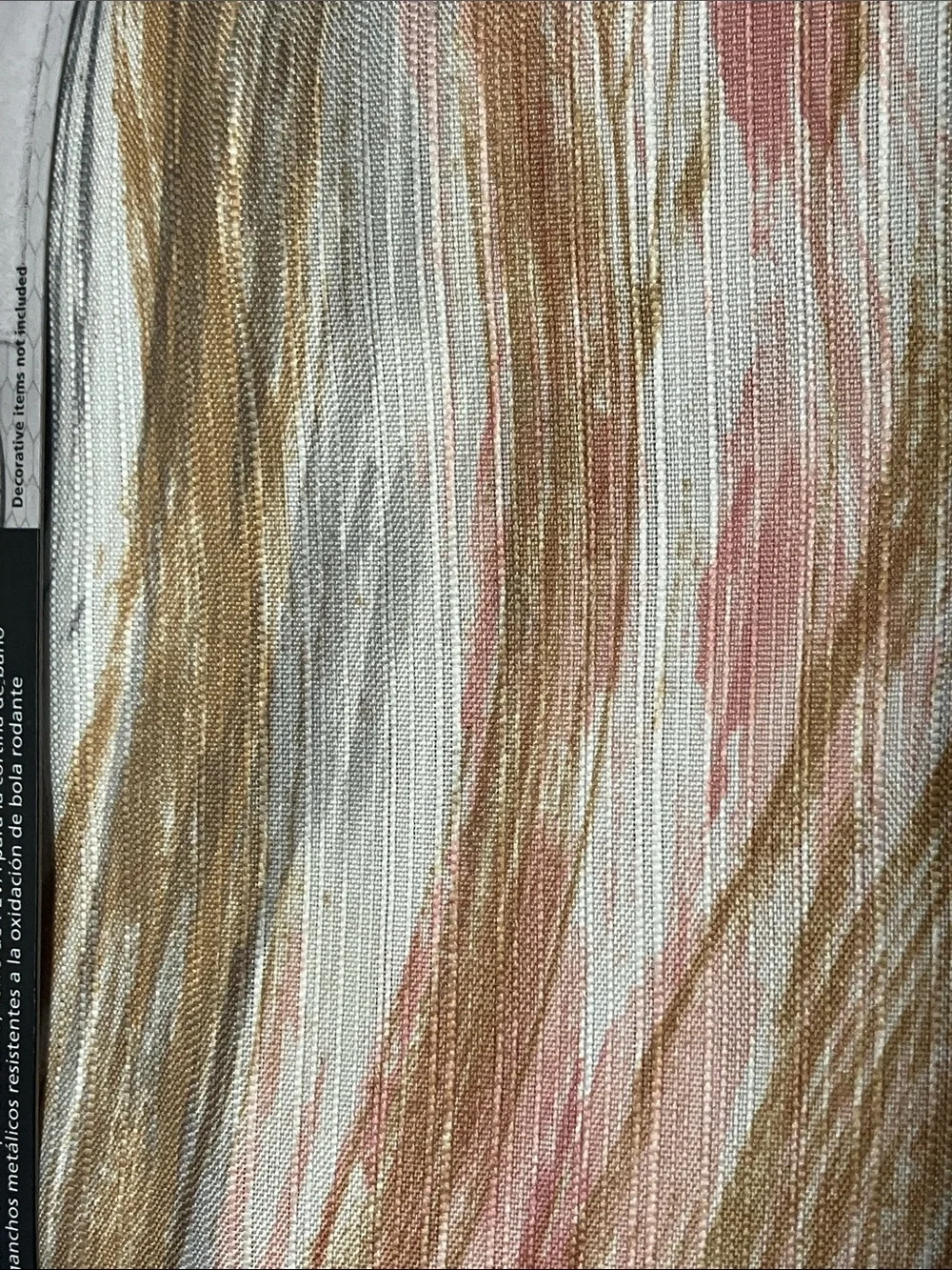 Mainstays Shower Curtain Set in Beige, Pink & White with Silver Hooks
